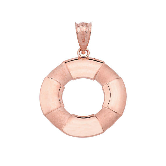 Solid Gold Life Buoy Pendant Necklace (Available in Yellow/Rose/White Gold)
