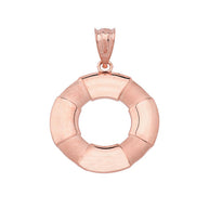 Solid Gold Life Buoy Pendant Necklace (Available in Yellow/Rose/White Gold)