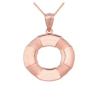 Solid Gold Life Buoy Pendant Necklace (Available in Yellow/Rose/White Gold)