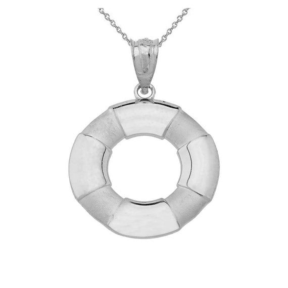 Solid Gold Life Buoy Pendant Necklace (Available in Yellow/Rose/White Gold)