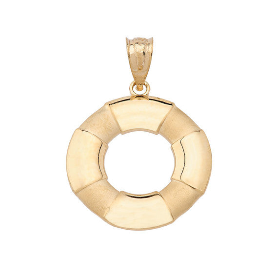Solid Gold Life Buoy Pendant Necklace (Available in Yellow/Rose/White Gold)