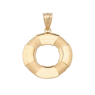 Solid Gold Life Buoy Pendant Necklace (Available in Yellow/Rose/White Gold)