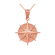 Gold Compass Pendant Necklace (Available in Yellow/Rose/White Gold)