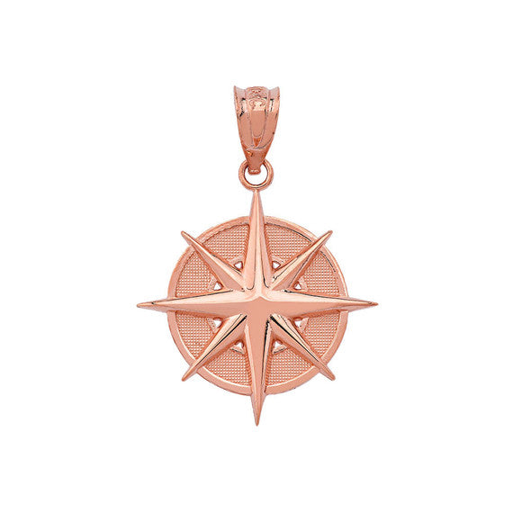 Gold Compass Pendant Necklace (Available in Yellow/Rose/White Gold)