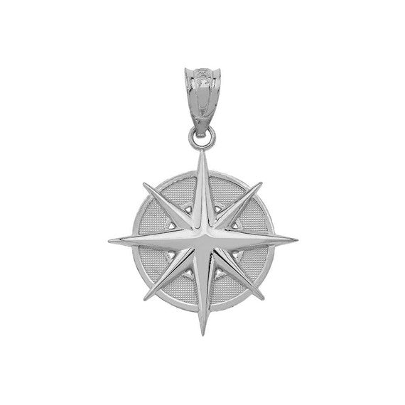 Gold Compass Pendant Necklace (Available in Yellow/Rose/White Gold)