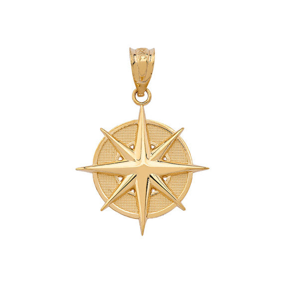 Gold Compass Pendant Necklace (Available in Yellow/Rose/White Gold)