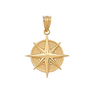 Gold Compass Pendant Necklace (Available in Yellow/Rose/White Gold)