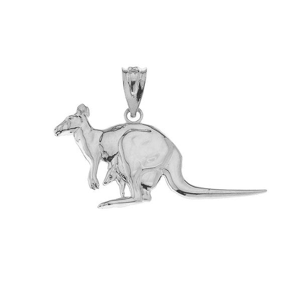 Polished Kangaroo Pendant Necklace in Sterling Silver