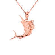 Gold Swordfish Pendant Necklace (Available in Yellow/Rose/White Gold)