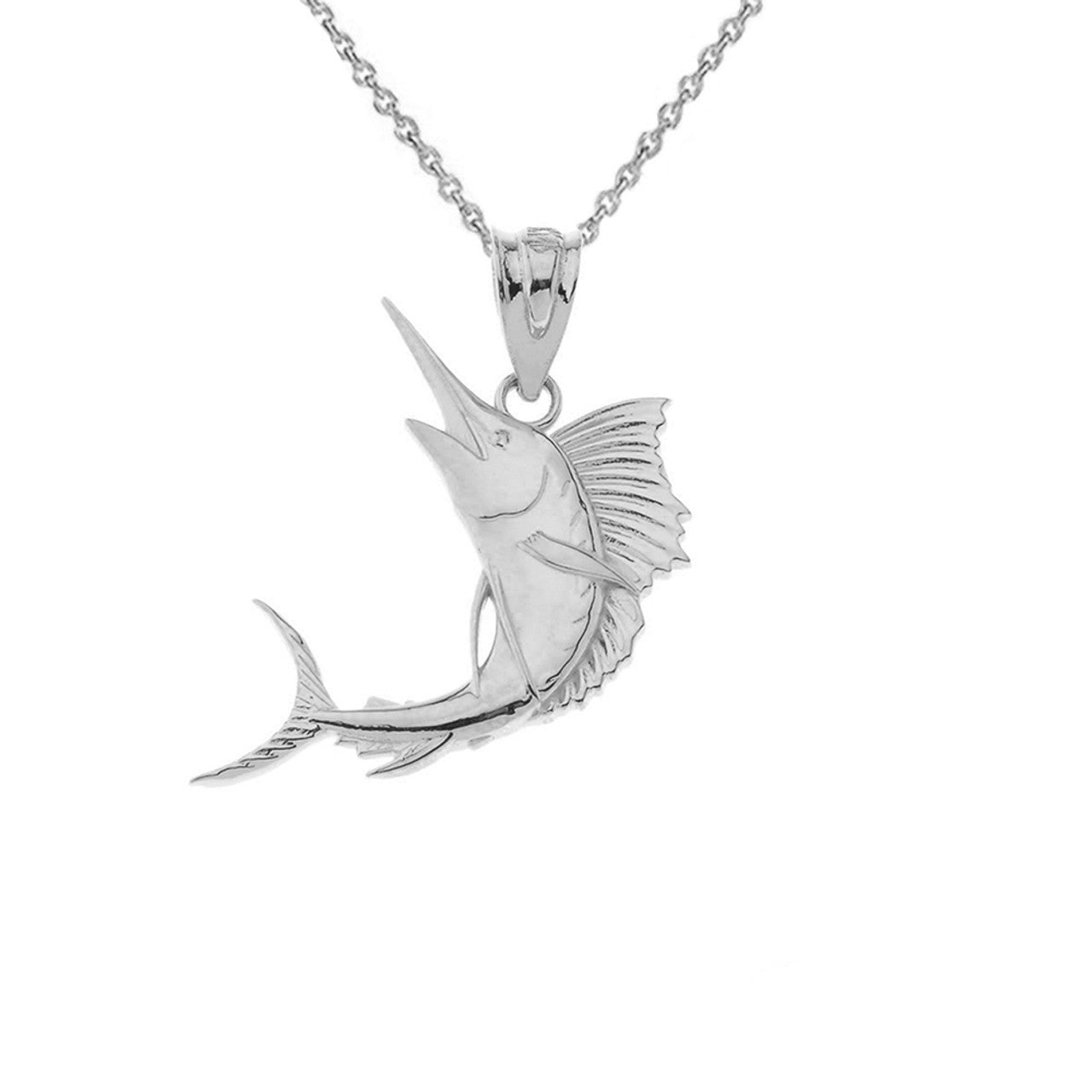 Gold Swordfish Pendant Necklace (Available in Yellow/Rose/White Gold)