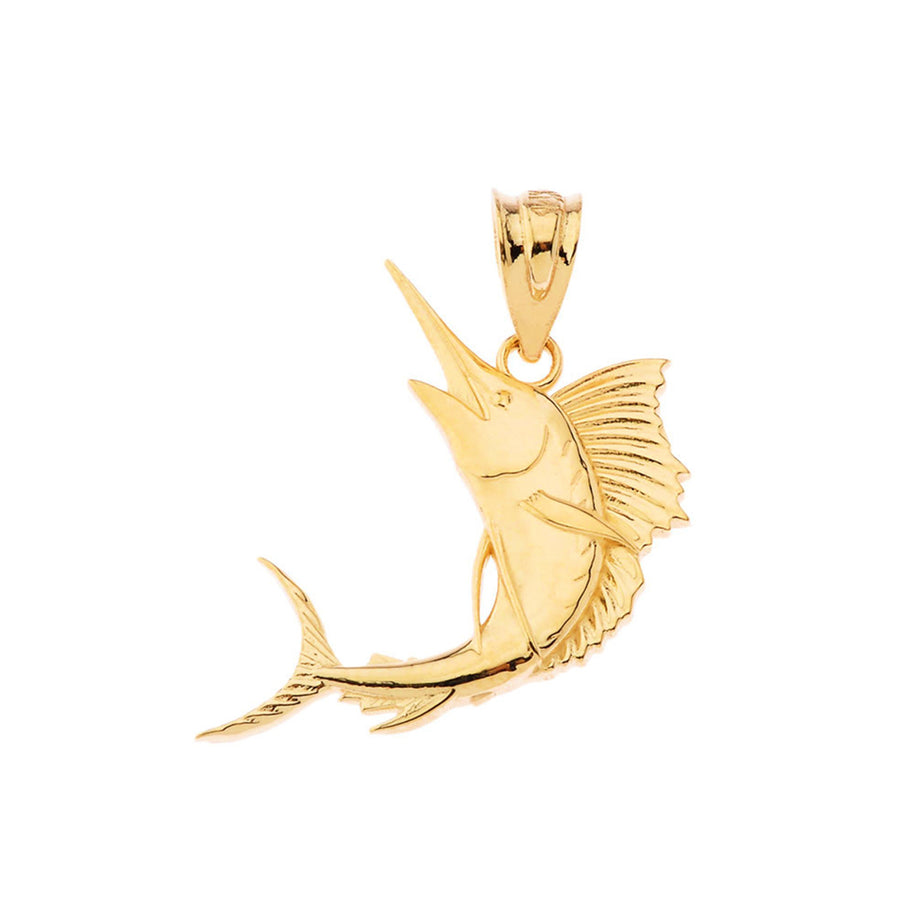 Gold Swordfish Pendant Necklace (Available in Yellow/Rose/White Gold)