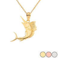 Gold Swordfish Pendant Necklace (Available in Yellow/Rose/White Gold)