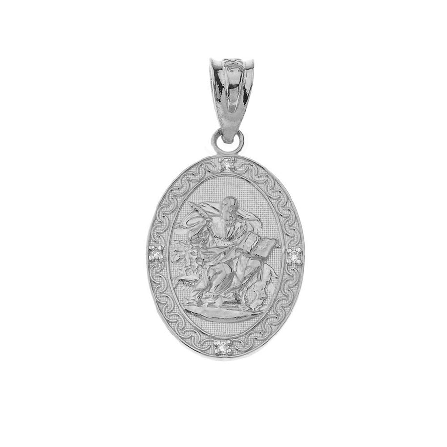 Saint Mark Oval in Sterling Silver Pendant Necklace
