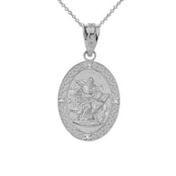 Saint Mark Oval in Sterling Silver Pendant Necklace