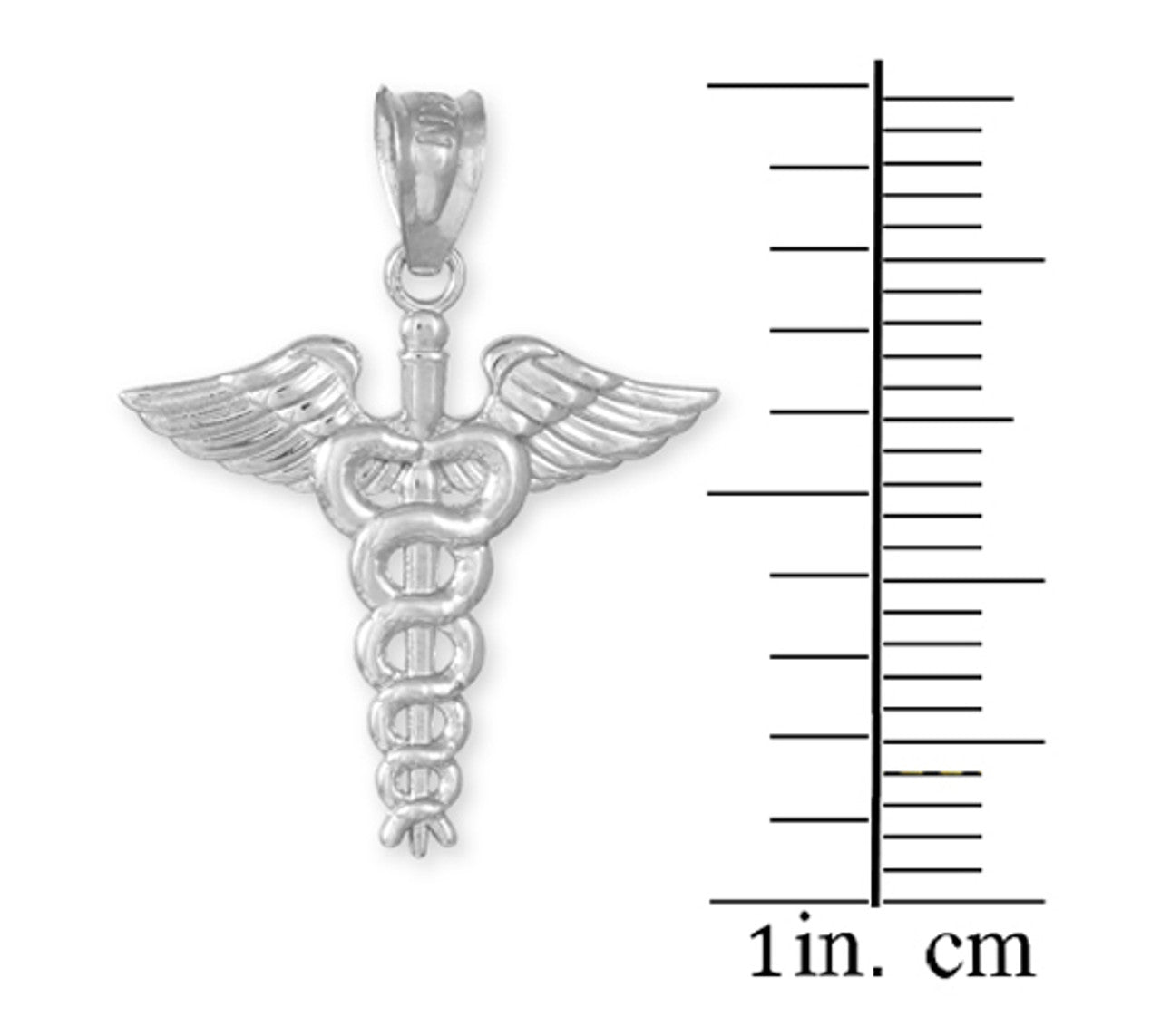 Silver Caduceus Charm Pendant Necklace
