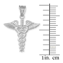 Silver Caduceus Charm Pendant Necklace
