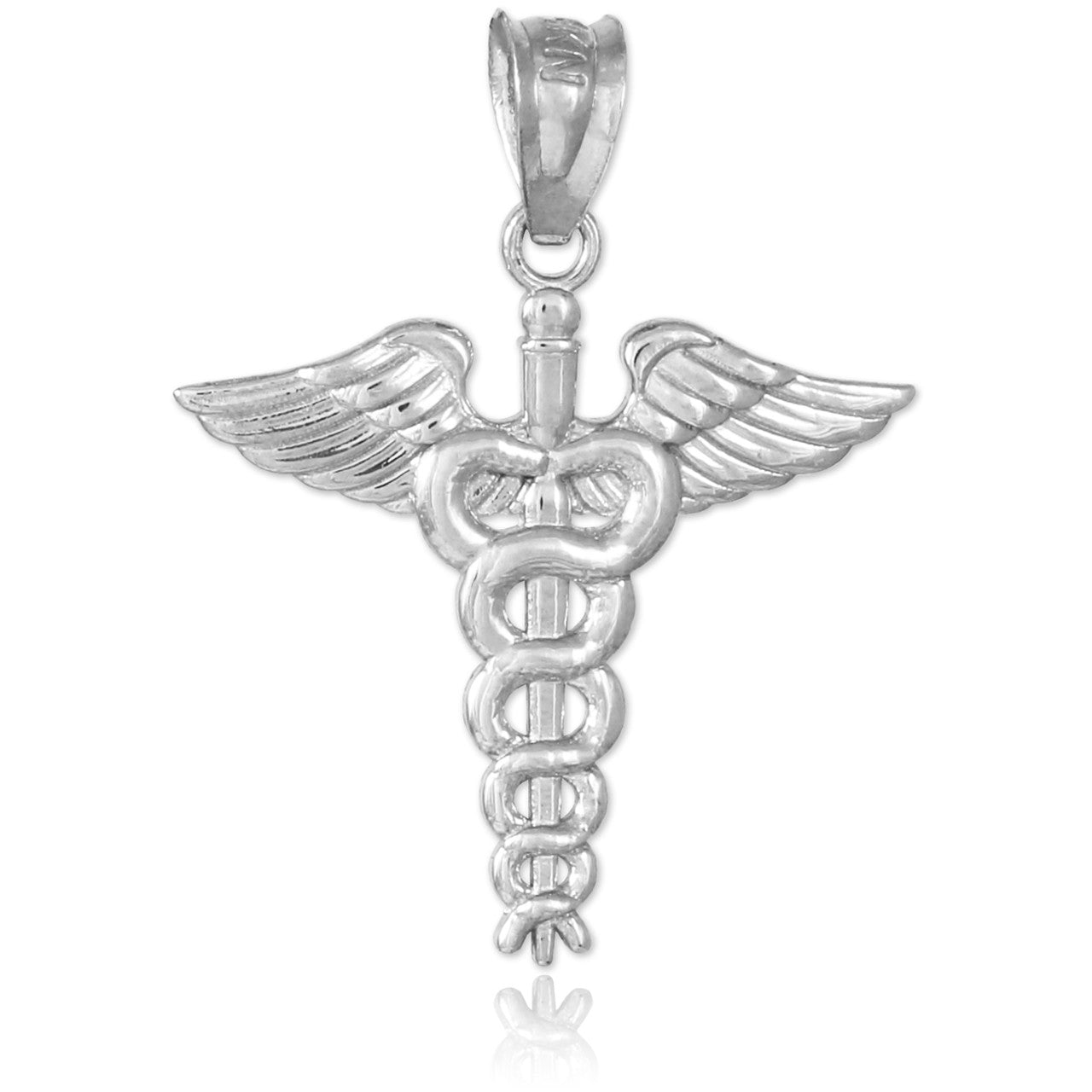Silver Caduceus Charm Pendant Necklace