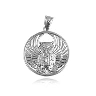 .925 Sterling Silver Owl Medallion Pendant Necklace