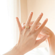 Gold Personalized 4 Birthstone Cross Over Ring (Available in Yellow/Rose/White Gold)