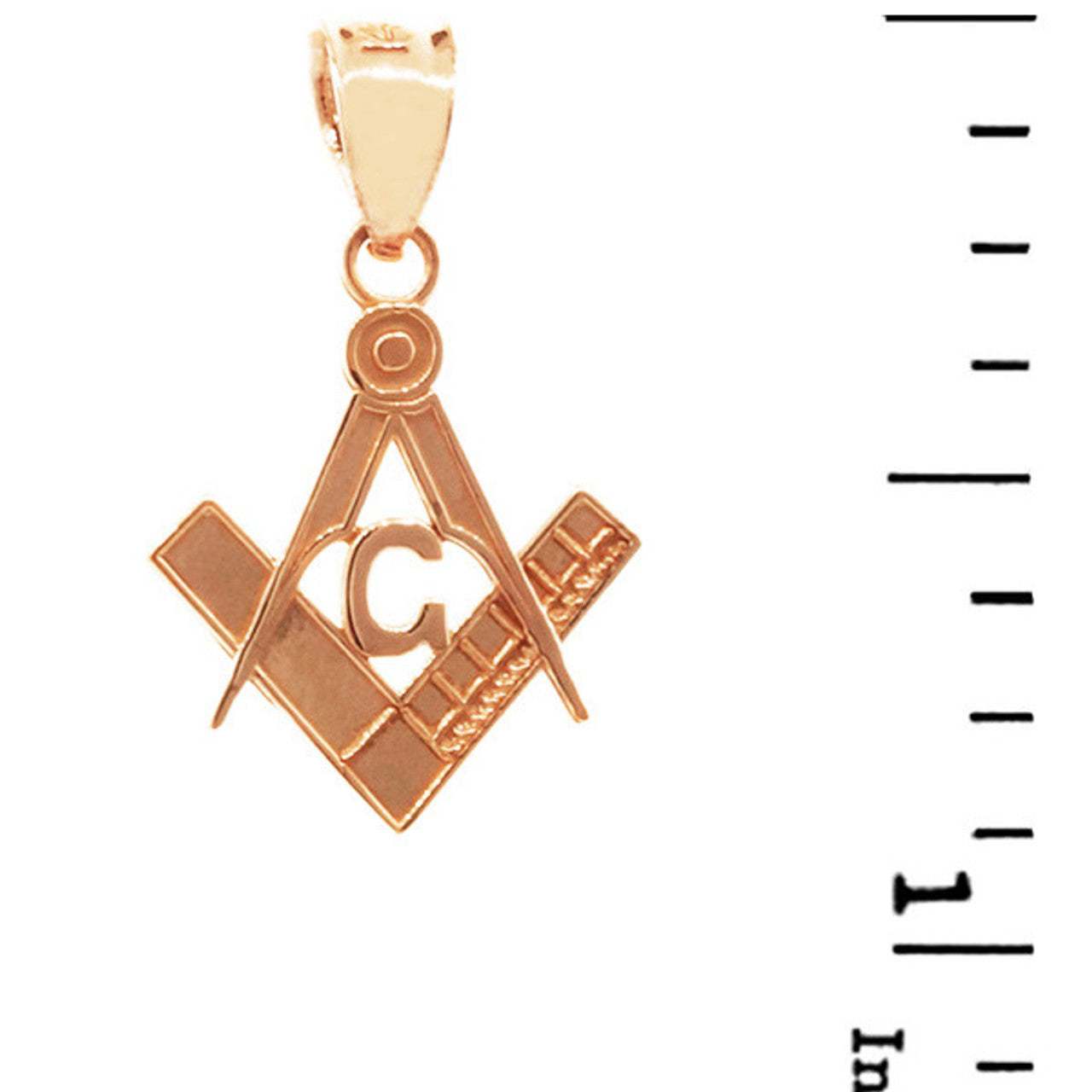 Gold Freemason Small Square & Compass Pendant Necklace (0.85