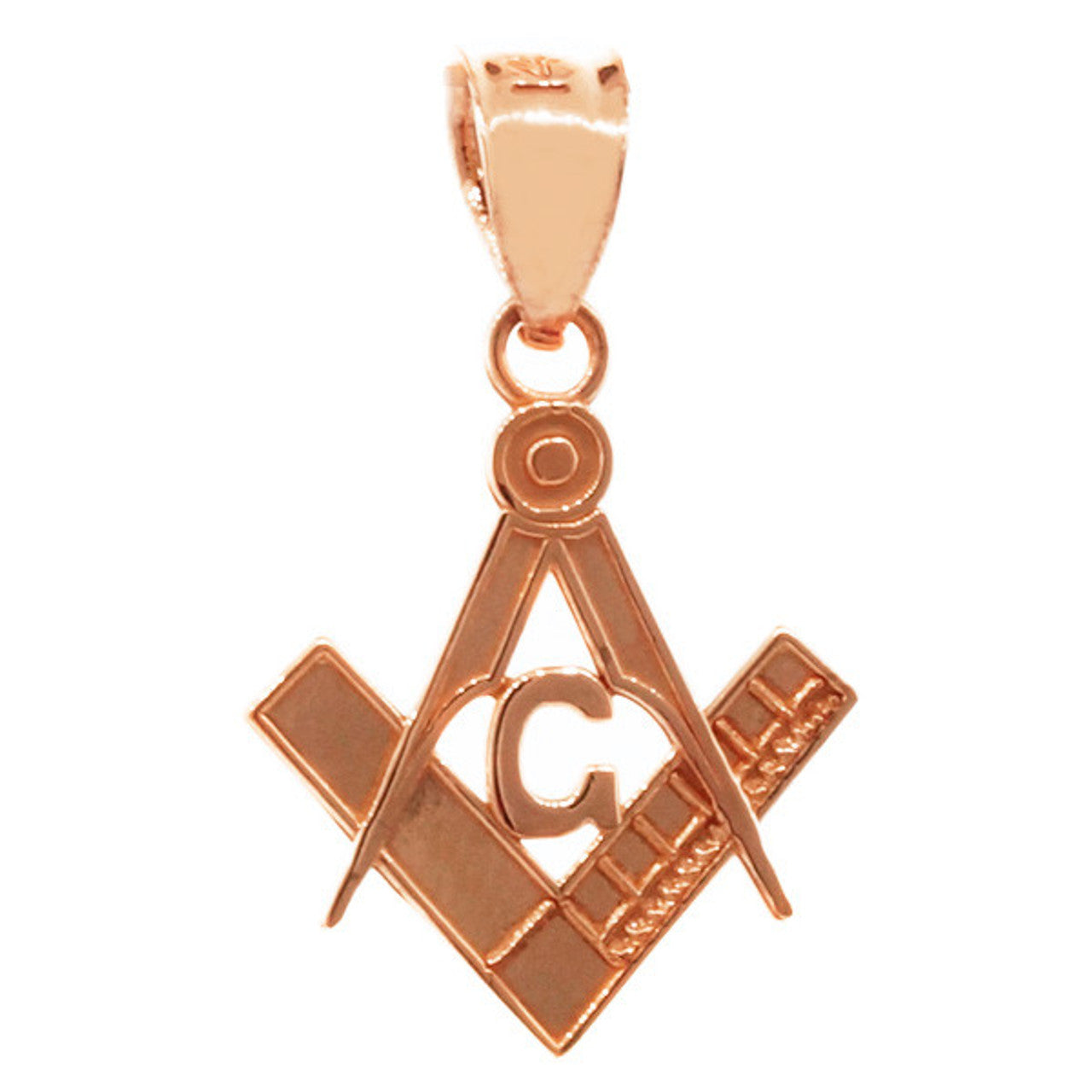 Gold Freemason Small Square & Compass Pendant Necklace (0.85