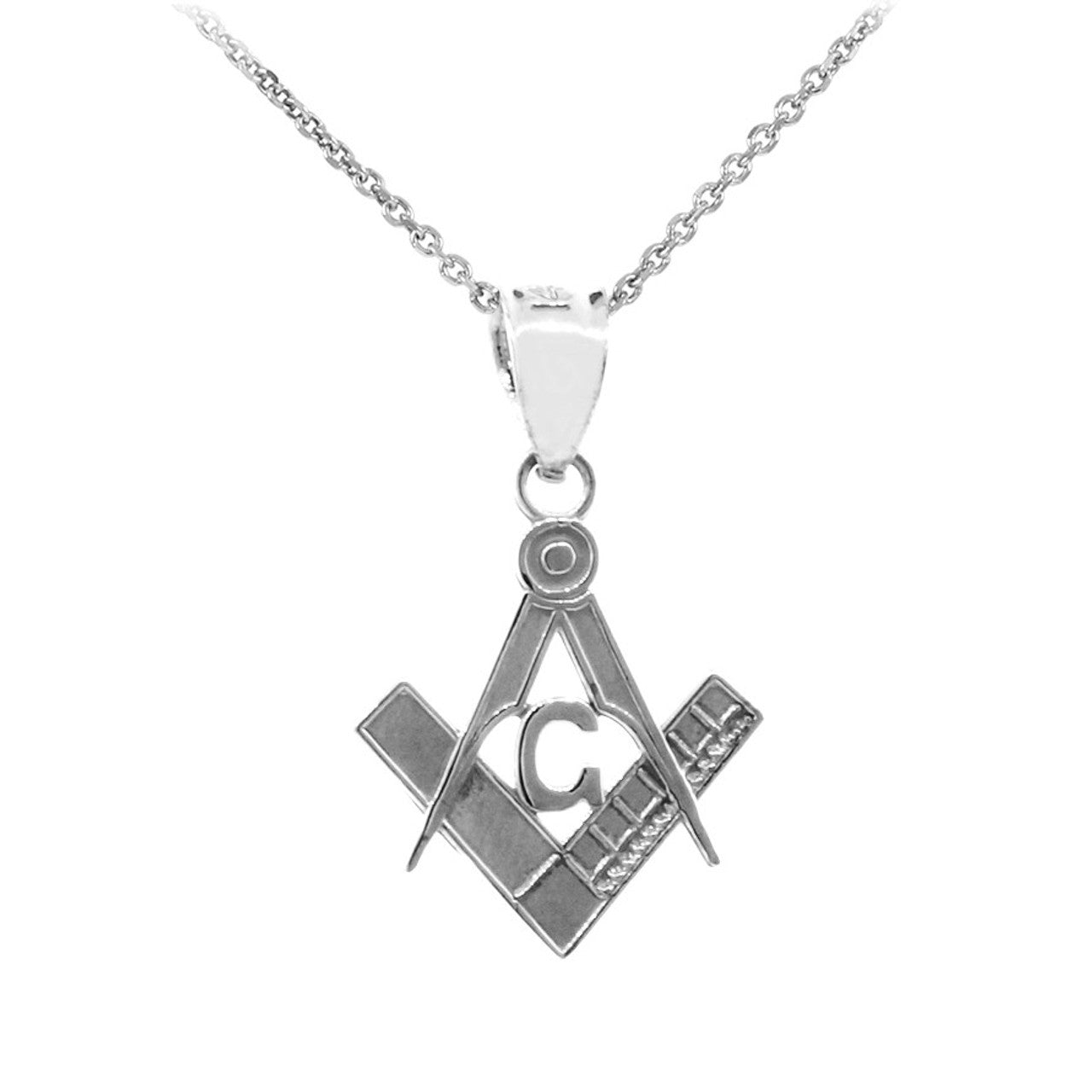 Gold Freemason Small Square & Compass Pendant Necklace (0.85