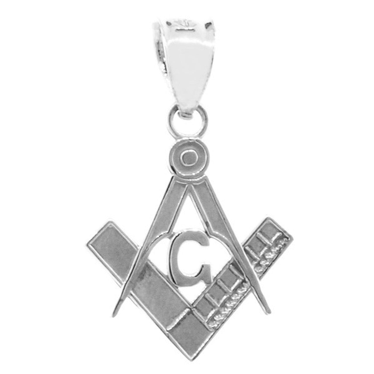 Gold Freemason Small Square & Compass Pendant Necklace (0.85