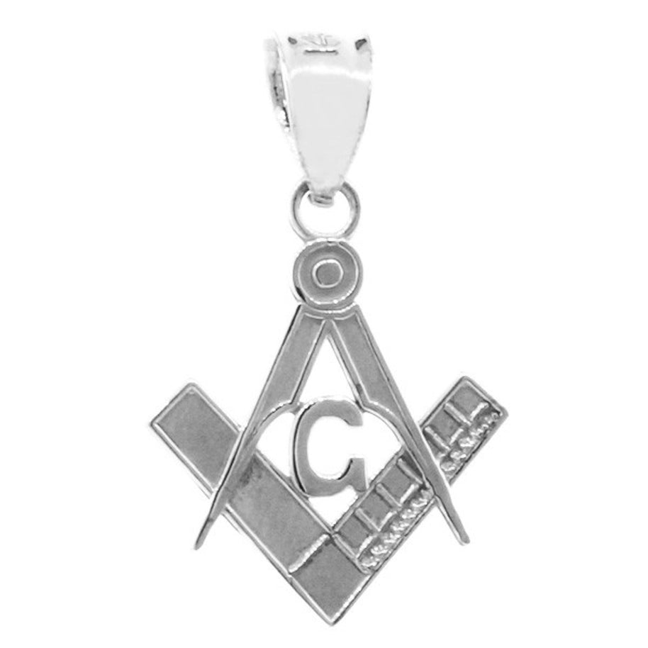 Gold Freemason Small Square & Compass Pendant Necklace (0.85