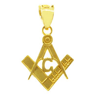 Gold Freemason Small Square & Compass Pendant Necklace (0.85