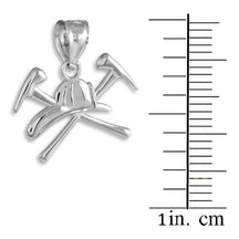 Sterling Silver Firefighter Axes & Helmet Charm Pendant Necklace