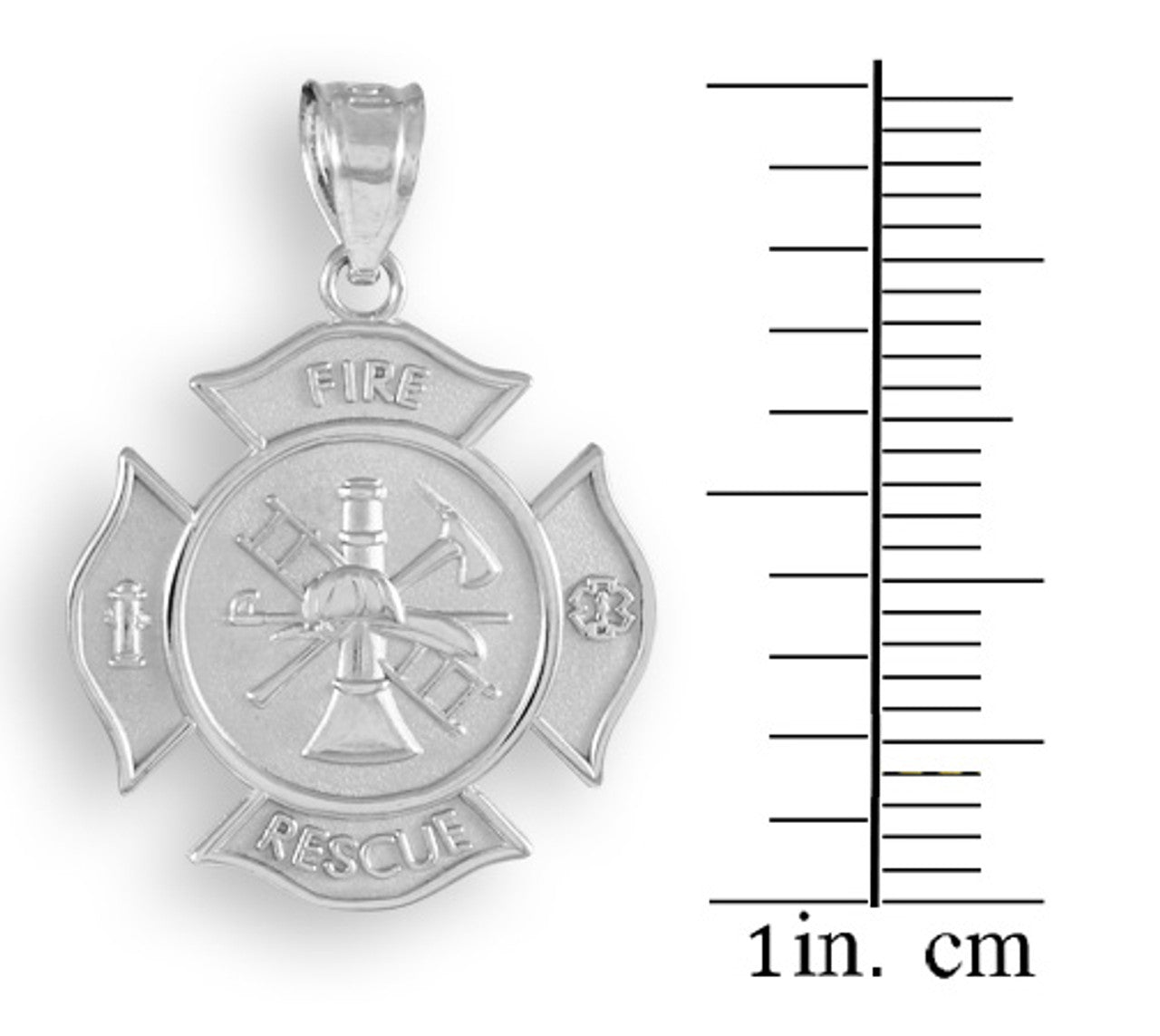 .925 Sterling Silver Fire Department Firefighter Badge Pendant Necklace