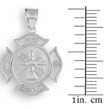 .925 Sterling Silver Fire Department Firefighter Badge Pendant Necklace