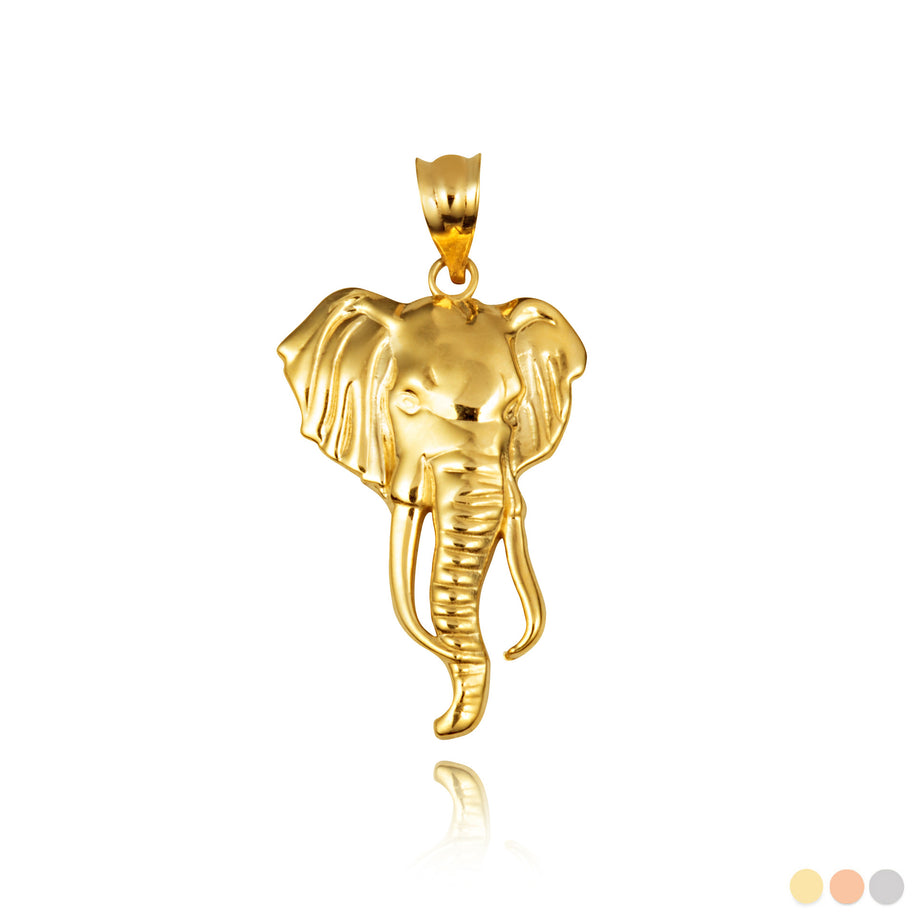 Gold Elephant Animal Pendant Necklace (Available in Yellow/Rose/White Gold)