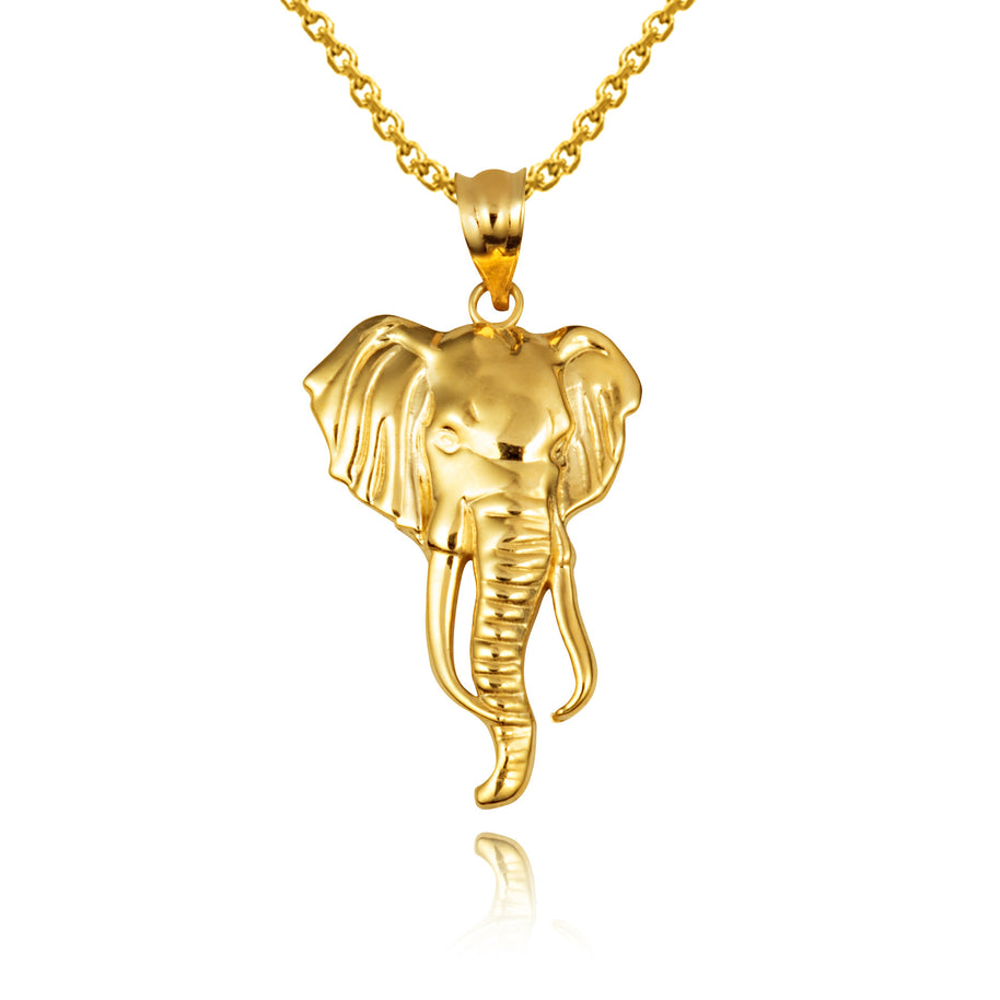 Gold Elephant Animal Pendant Necklace (Available in Yellow/Rose/White Gold)