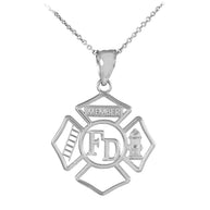 Sterling Silver Fireman Open Badge Pendant