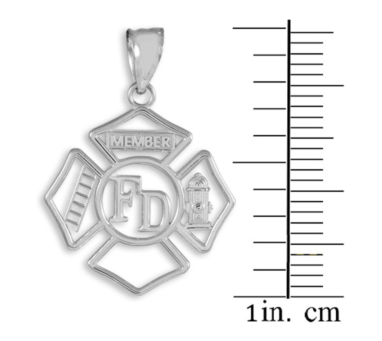 Sterling Silver Fireman Open Badge Pendant