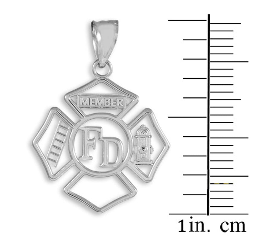 Sterling Silver Fireman Open Badge Pendant
