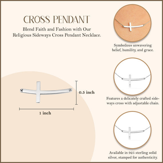Sideways Cross Necklace in Silver