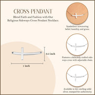 Sideways Cross Necklace in Silver