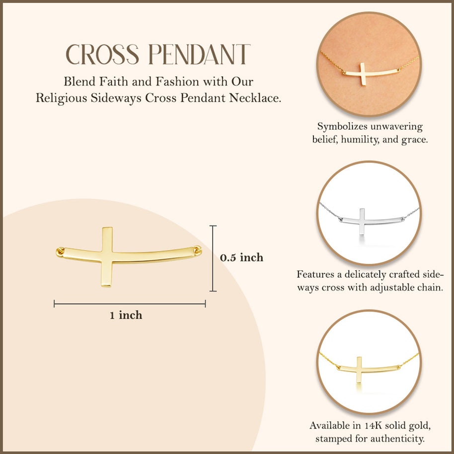 Sideways Cross Necklace in 14K Gold (Available in Yellow Gold, Rose Gold, White Gold)