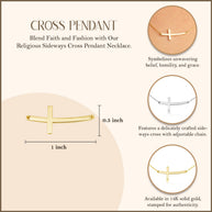 Sideways Cross Necklace in 14K Gold (Available in Yellow Gold, Rose Gold, White Gold)