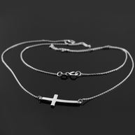 925 Sterling Silver Sideways Cross Pendant Necklace