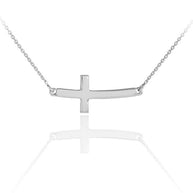 925 Sterling Silver Sideways Cross Pendant Necklace