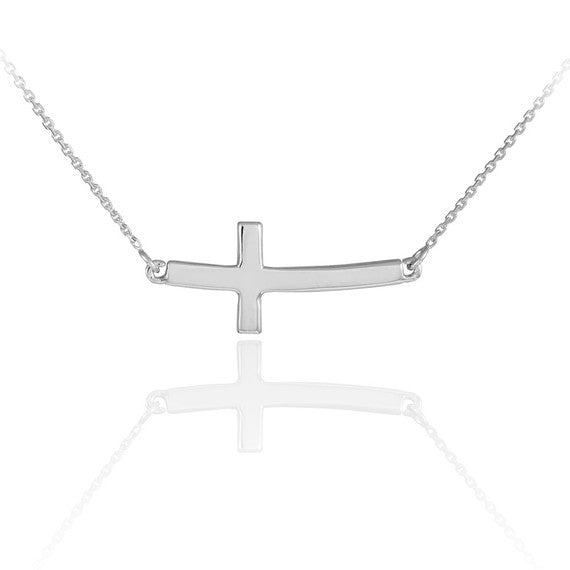 925 Sterling Silver Sideways Cross Pendant Necklace