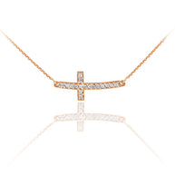 14K Gold Sideways Cross Sacred Pendant Necklace(Available in Yellow/Rose/White)