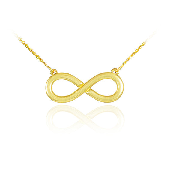 14K Polished Solid Gold Infinity Pendant Necklace (Available in Yellow Gold, Rose Gold, White Gold)