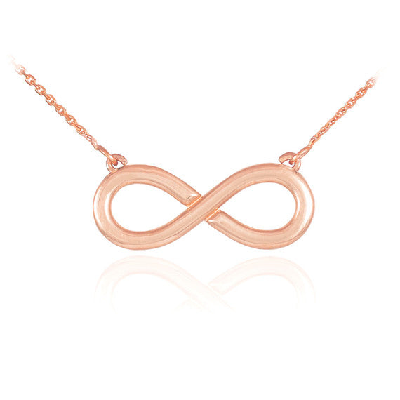 14K Polished Solid Gold Infinity Pendant Necklace (Available in Yellow Gold, Rose Gold, White Gold)