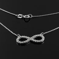 14K White Gold Clear CZ Infinity Pendant Necklace