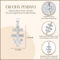.925 Sterling Silver Spanish Caravaca Cross Crucifix Jesus Christ Angels Pendant Necklace