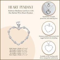 .925 Sterling Silver Heart Crown of Thorns Jesus Christ Pendant Necklace XS/S/M/L/XL